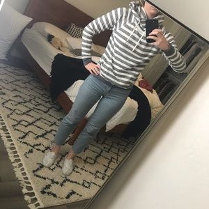 Stripped mock neck hoodie